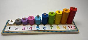 lot 160 image: Wooden Number Counting Stacking Cylinders Educational Toy