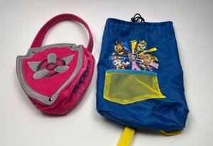 lot 164 image: Paw Patrol Pink Skye Shield Bag and Blue Drawstring Backpack Set
