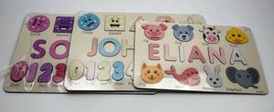 lot 181 image: Personalized Wooden Name Puzzle Set with Numbers and Shapes