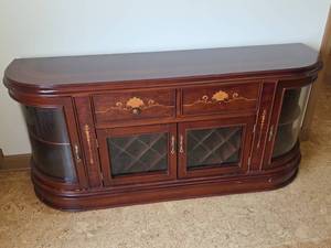lot 101 image: Sideboard Cabinet with Inlay Details (matches lots 100 and 102) Missing 2pc hardware