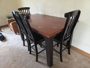 lot 112 image: Bar Height Dining Table Set with 4 Chairs