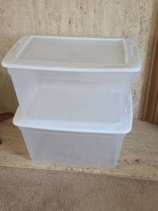 lot 125 image: Sterilite 58 Qt. Clear Storage Bins with Lids - Set of 2