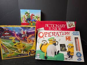 lot 212 image: Board Game Bundle - Super Mario, Pokemon, Operation, Pictionary