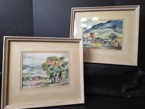 lot 322 image: Arthur Fielder 1953 Rural Landscape Watercolor Paintings, Set of 2
