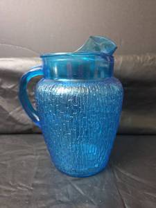 lot 325 image: Blue Glass Pitcher with Textured Pattern