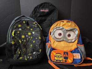 lot 342 image: Childrens Backpack Bundle - Space Pattern and Despicable Me Minions