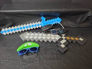 lot 422 image: Minecraft Gaming Cosplay Bundle with Foam Weapons and Character Accessories