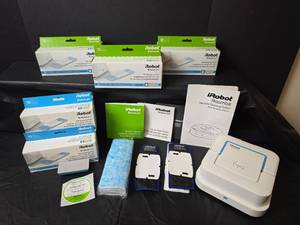 lot 451 image: iRobot Braava Jet Mopping Robot with Cleaning Pads and Accessories