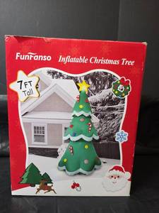 lot 491 image: FunFanso 7ft Inflatable Christmas Tree with LED Lights