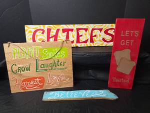 lot 497 image: Handmade Wooden Sign Collection Set of 4 Pieces