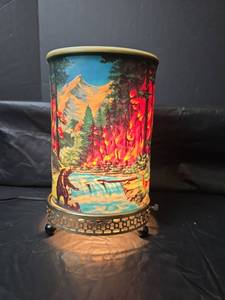 lot 506 image: Vintage Motion Lamp Forest Fire Scene with Wildlife