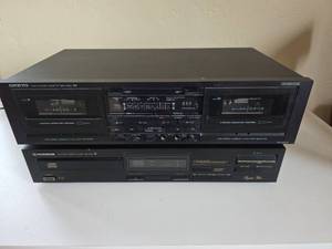 lot 535 image: Onkyo TA-W450 Double Cassette Deck & Pioneer PD-4051 CD Player Bundle (Powers on)