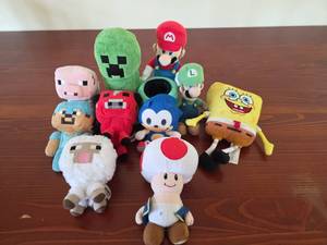 lot 543 image: Mixed Video Game & Cartoon Character Plush Toys