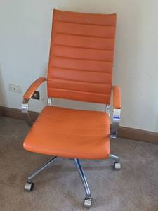 lot 552 image: Orange High-Back Office Chair with Chrome Base