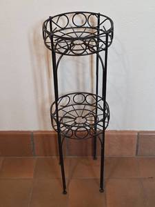 lot 580 image: Two-Tier Black Wrought Iron Plant Stand