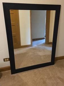 lot 598 image: Coaster Fine Furniture Black Embossed Frame Wall Mirror (can hang either direction)