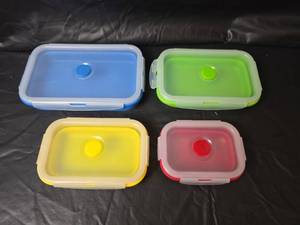 lot 56 image: Thin Bins Collapsible Silicone Food Storage Containers Set of 4