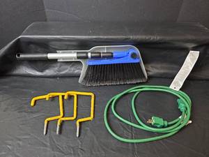 lot 58 image: Extendable Brush & Dustpan Set with Wall Hooks and Extension Cord