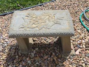 lot 70 image: Concrete Garden Bench with Hummingbird and Floral Relief