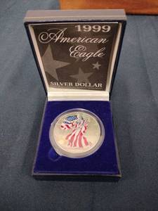 1999 U.S. American Eagle colorized 1 oz silver coin