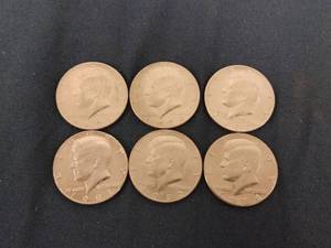 lot 60593 image: Set of 6 U.S. Kennedy half dollar coins