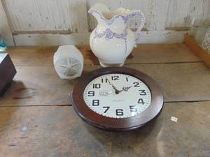 lot 1634 image: Decor - Clock - Wash Basin Pitcher and Light Globe