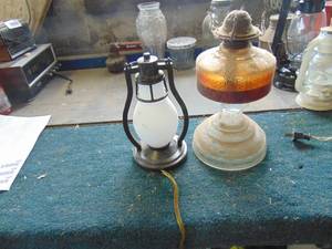 lot 1681 image: Oil Lamp and Electrified lamp