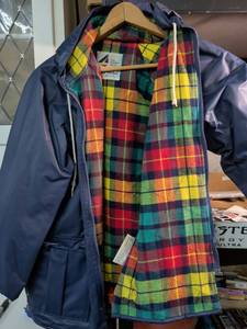 lot 199 image: Misty Harbor Navy Rain Jacket with Colorful Plaid Lining