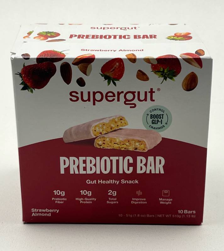 lot 105 image: Supergut Prebiotic Bar Strawberry Almond Flavor 10 Pack