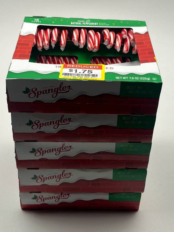 lot 127 image: Spangler Peppermint Candy Canes - 5 boxes