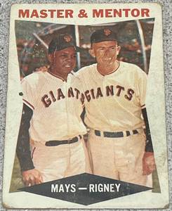 lot 105 image: 1960 Topps Baseball Card #7 - Willie Mays Bill Rigney Master & Mentor