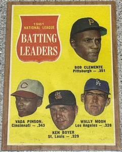 lot 108 image: 1962 Topps Baseball Card #52 - National League Batting Leaders