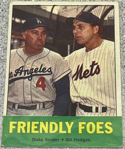 lot 127 image: 1963 Topps Baseball Card #68 - Friendly Foes Duke Snider Gil Hodges