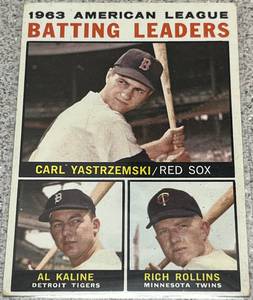 lot 140 image: 1964 Topps Baseball Card #8 - AL Batting Leaders Carl Yastrzemski