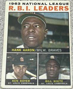 lot 141 image: 1964 Topps Baseball Card #11 - NL RBI Leaders Hank Aaron