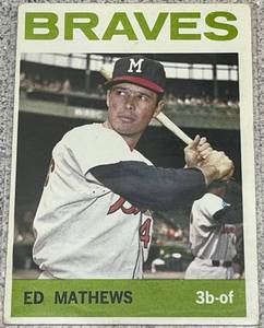 lot 143 image: 1964 Topps Baseball Card #35 - Ed Mathews Milwaukee Braves