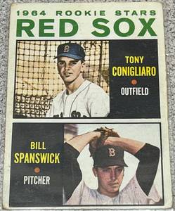 lot 148 image: 1964 Topps Baseball Card #287 - Red Sox Rookie Stars Tony Conigliaro Bill Spanswick