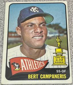 lot 163 image: 1965 Topps Baseball Card #266 - Bert Campaneris All-Star Rookie