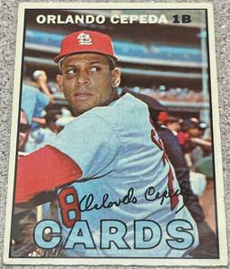 lot 178 image: 1967 Topps Baseball Card #20 - Orlando Cepeda St. Louis Cardinals