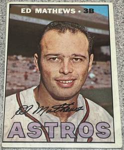 lot 182 image: 1967 Topps Baseball Card #166 - Ed Mathews Houston Astros
