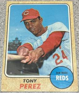 lot 186 image: 1968 Topps Baseball Card #130 - Tony Perez Cincinnati Reds