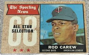 lot 192 image: 1968 Topps Baseball Card #363 - Rod Carew All-Star Selection