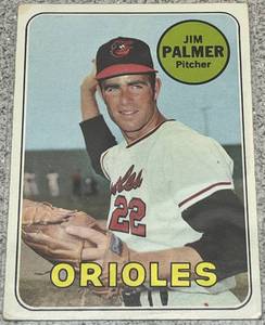 lot 210 image: 1969 Topps Baseball Card #573 - Jim Palmer Baltimore Orioles