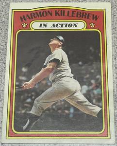 lot 218 image: 1972 Topps Baseball Card #52 - Harmon Killebrew In Action