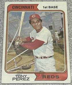lot 225 image: 1974 Topps Baseball Card #230 - Tony Perez Cincinnati Reds