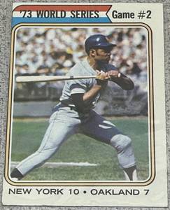 lot 228 image: 1974 Topps Baseball Card #473 - 1973 World Series Game 2 Yankees vs Athletics