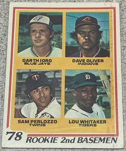 lot 275 image: 1978 Topps Baseball Card #704 - Rookie 2nd Basemen Lou Whitaker