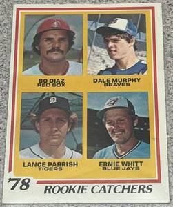 lot 276 image: 1978 Topps Baseball Card #708 - Rookie Catchers Dale Murphy