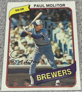 lot 305 image: 1980 Topps Baseball Card #406 - Paul Molitor Milwaukee Brewers