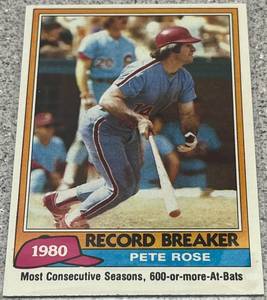 lot 328 image: 1981 Topps Baseball Card #205 - Pete Rose Record Breaker